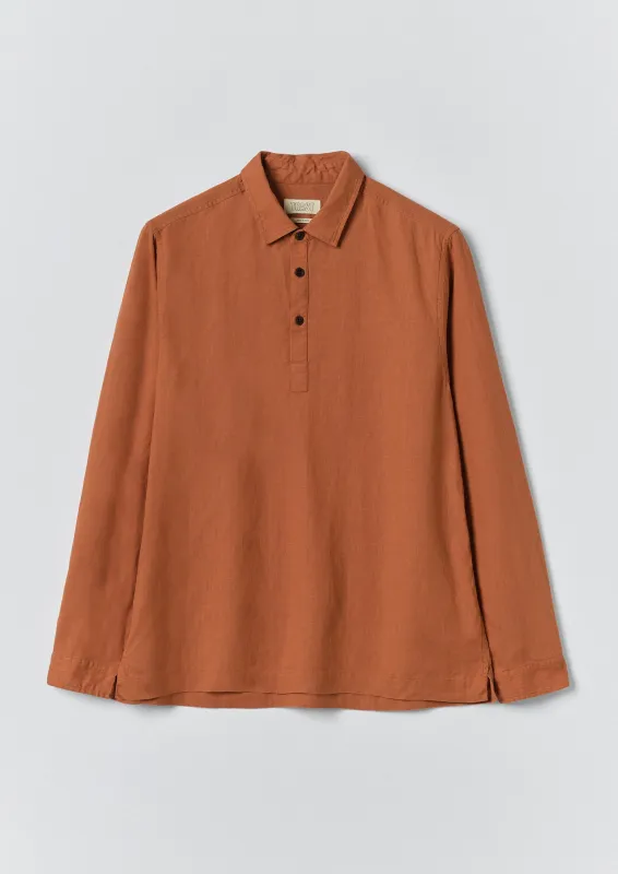 Half Placket Linen Shirt | Copper made by TOAST