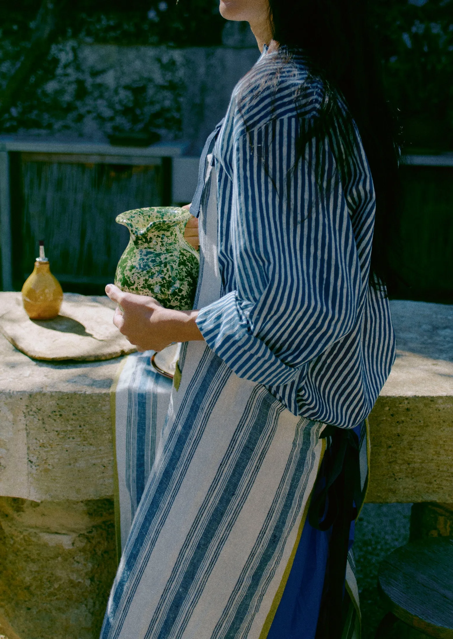 Chef Stripe Linen Apron | Ecru/Multi Blue sold by TOAST product image thumbnail 2