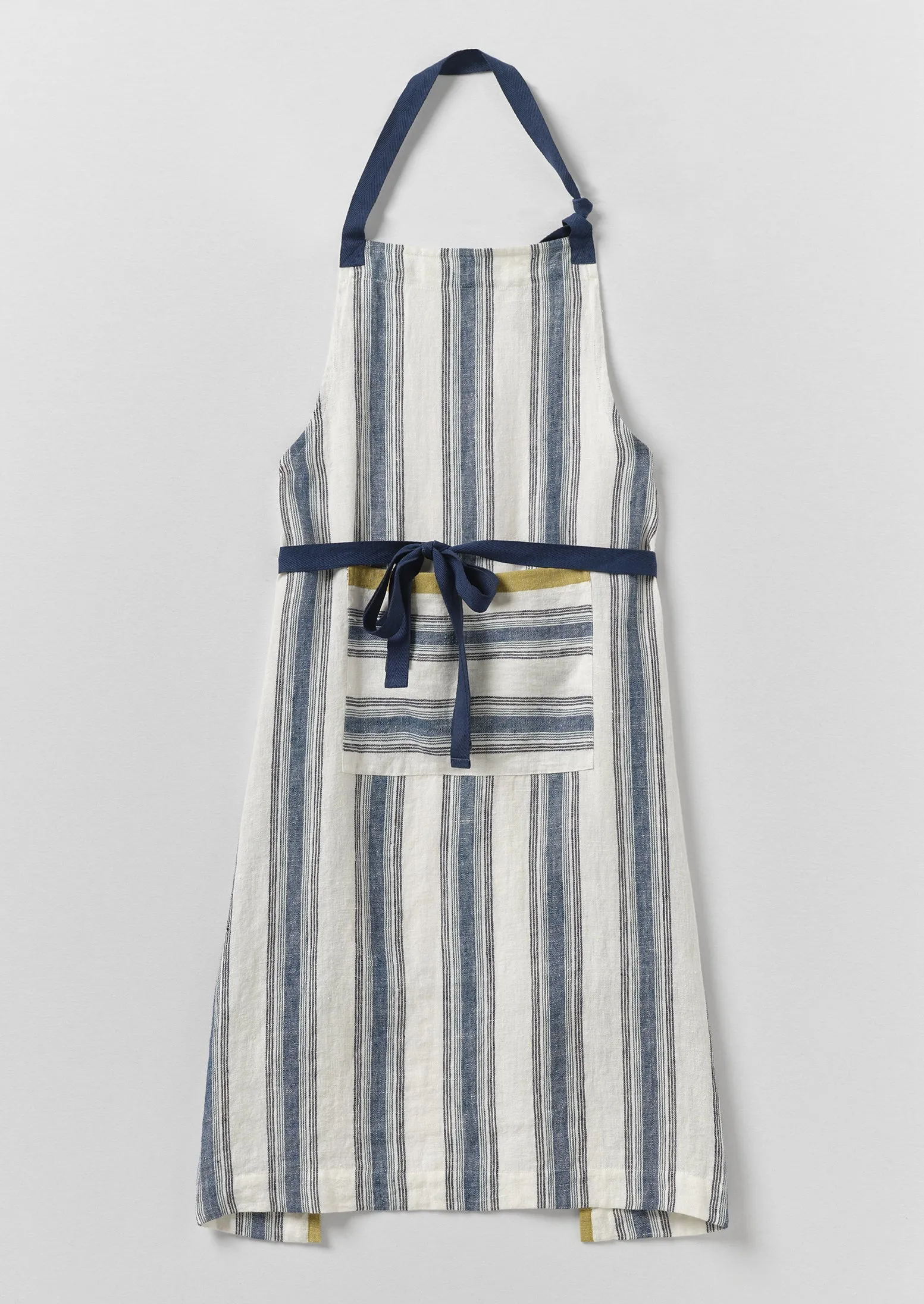 Chef Stripe Linen Apron | Ecru/Multi Blue sold by TOAST
