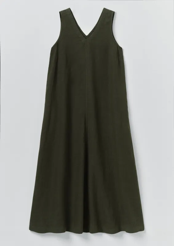 Garment Dyed Linen Sleeveless Dress | Dark Olive made by TOAST