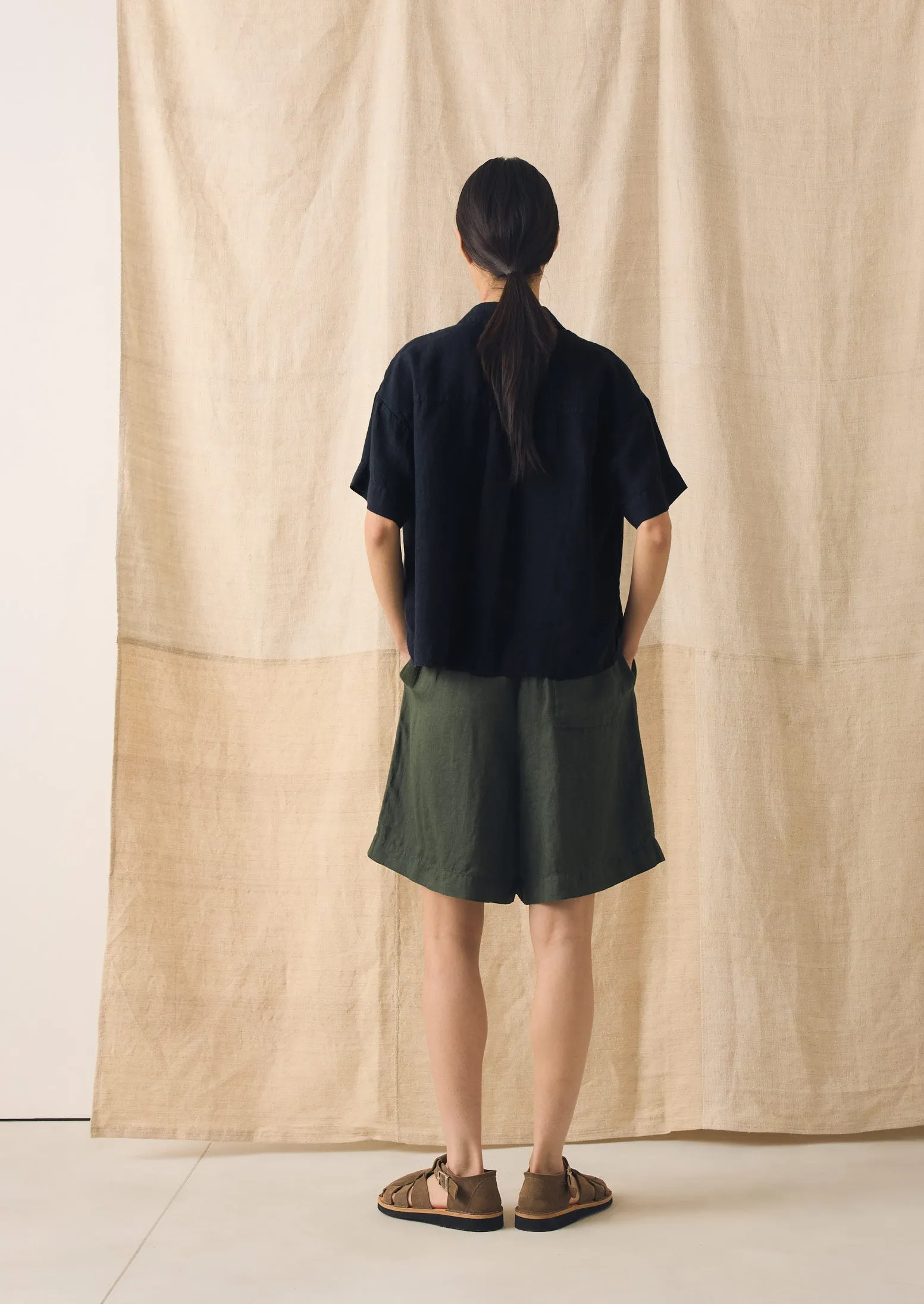 Garment Dyed Lightweight Linen Shirt | Midnight sold by TOAST product image thumbnail 3