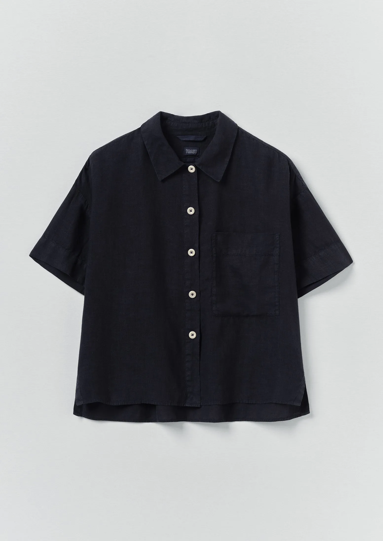 Garment Dyed Lightweight Linen Shirt | Midnight sold by TOAST