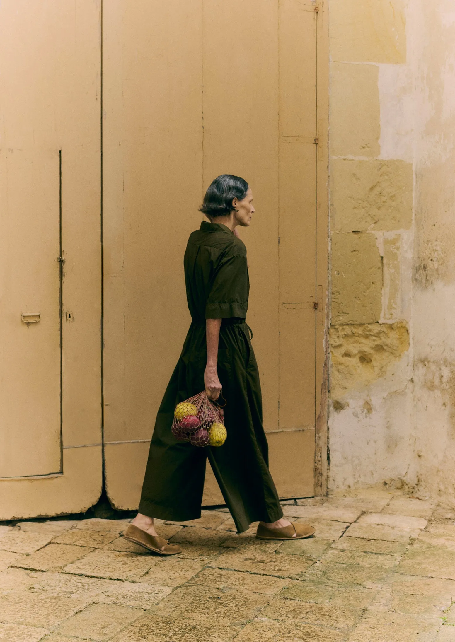 Wide Leg Cotton Poplin Jumpsuit | Bronze Green sold by TOAST product image thumbnail 3