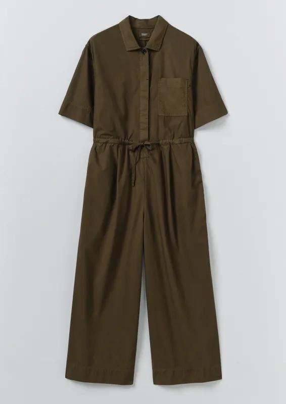 Wide Leg Cotton Poplin Jumpsuit | Bronze Green made by TOAST