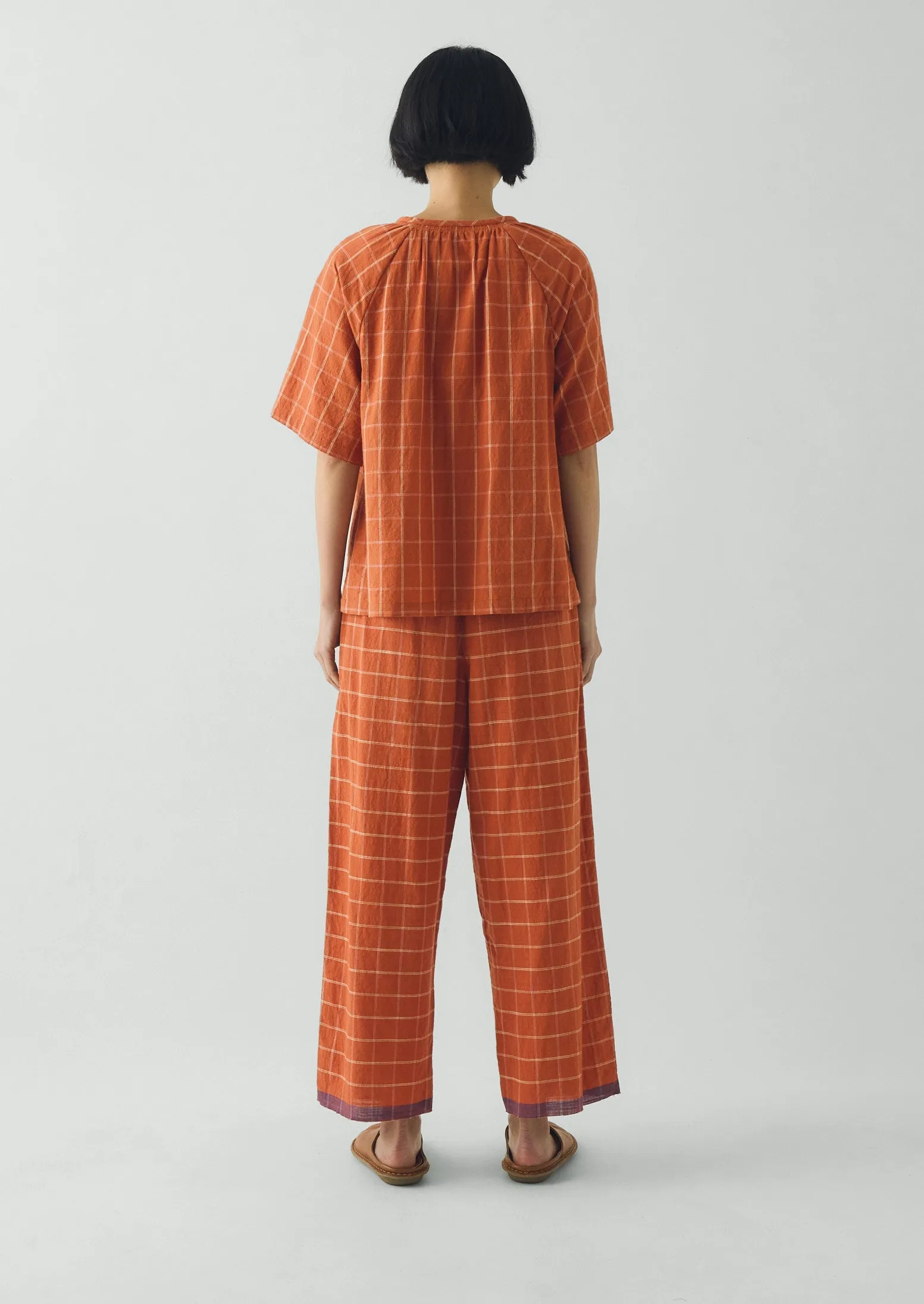 Bistrot Check Cotton Pyjamas | Papaya sold by TOAST product image thumbnail 4