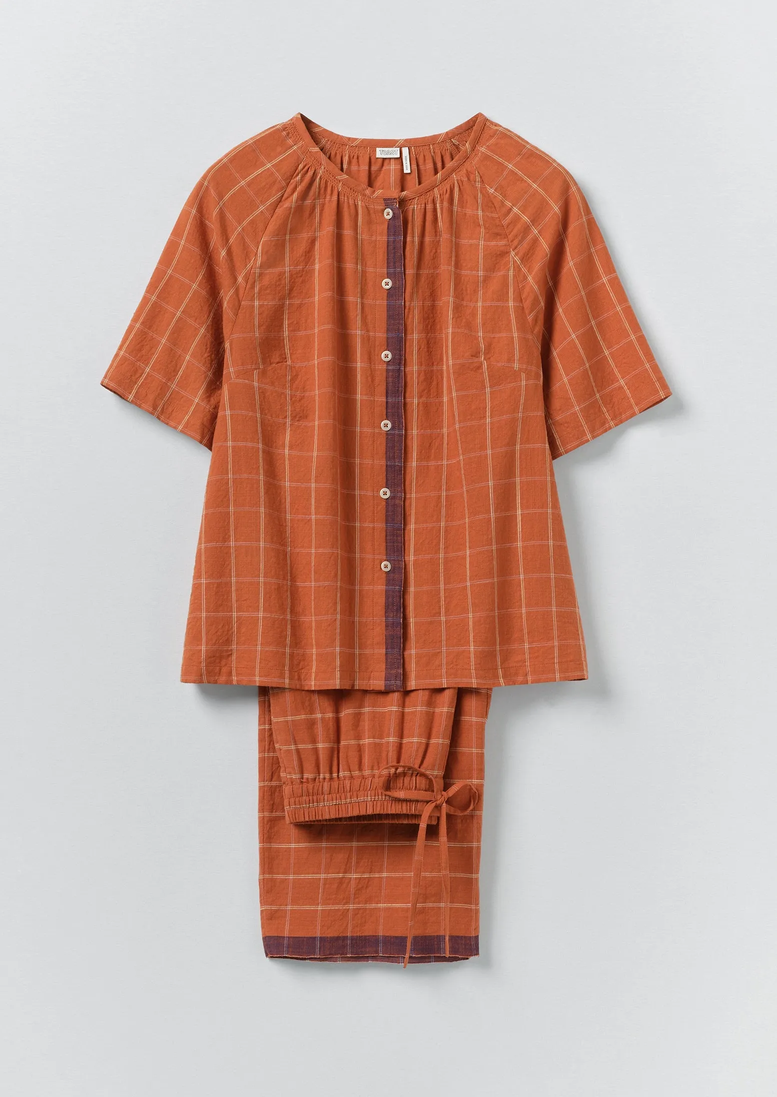 Bistrot Check Cotton Pyjamas | Papaya sold by TOAST