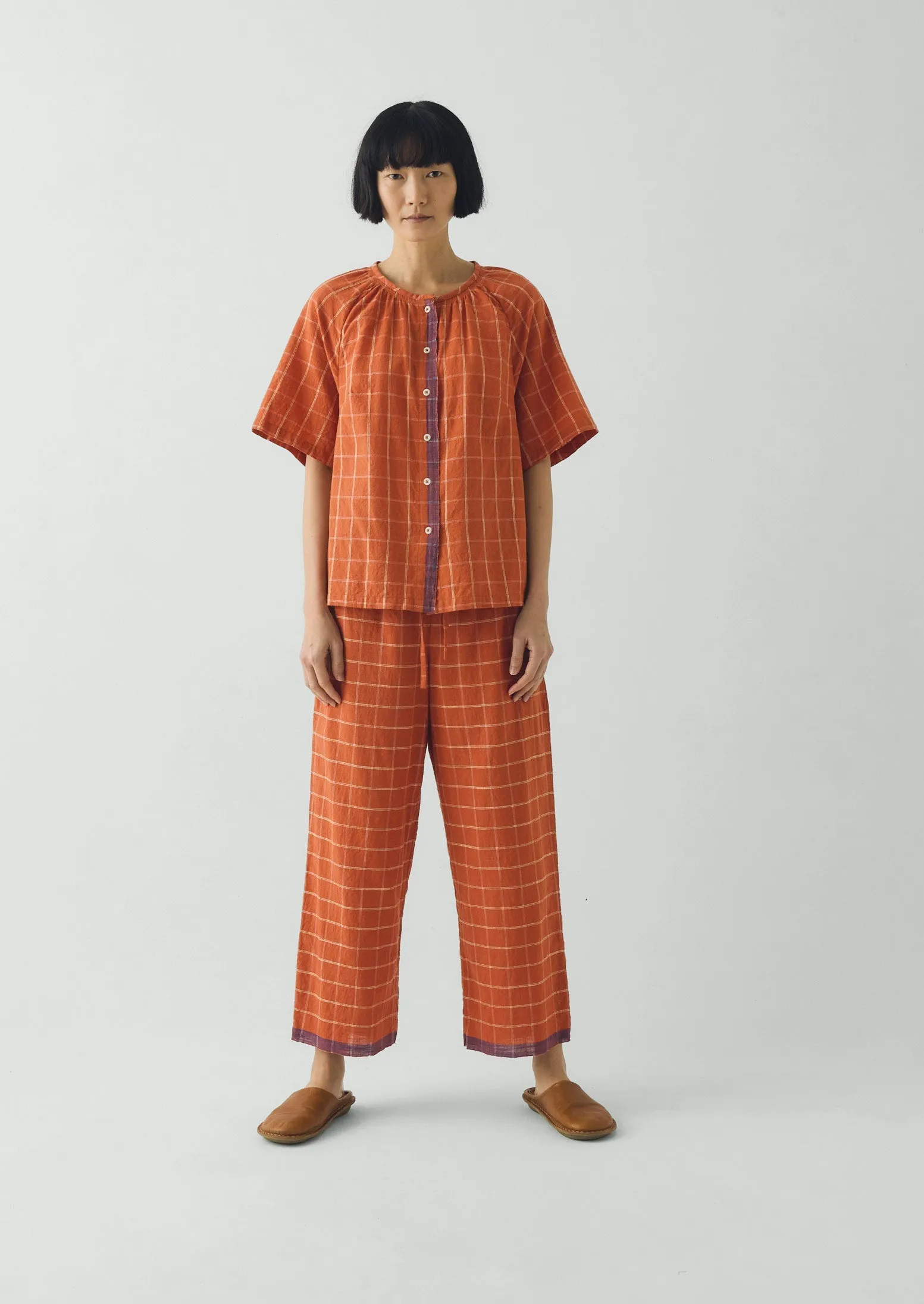 Bistrot Check Cotton Pyjamas | Papaya sold by TOAST product image thumbnail 2