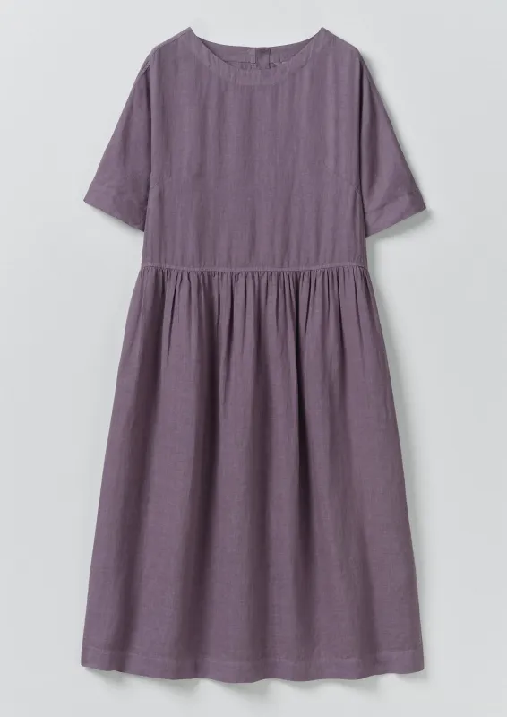 Lightweight Linen Gathered Waist Dress | Dark Thistle made by TOAST