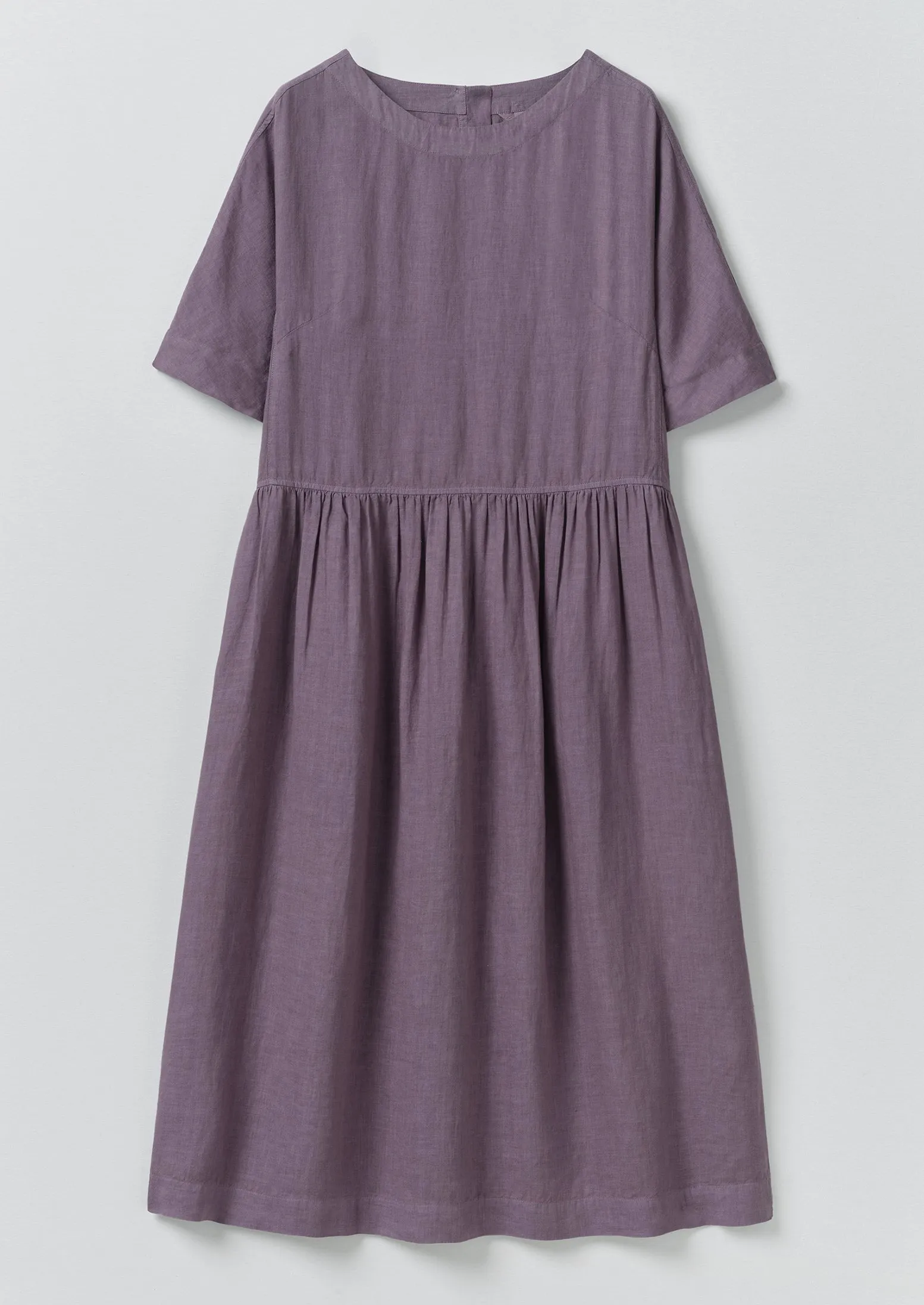 Lightweight Linen Gathered Waist Dress | Dark Thistle sold by TOAST