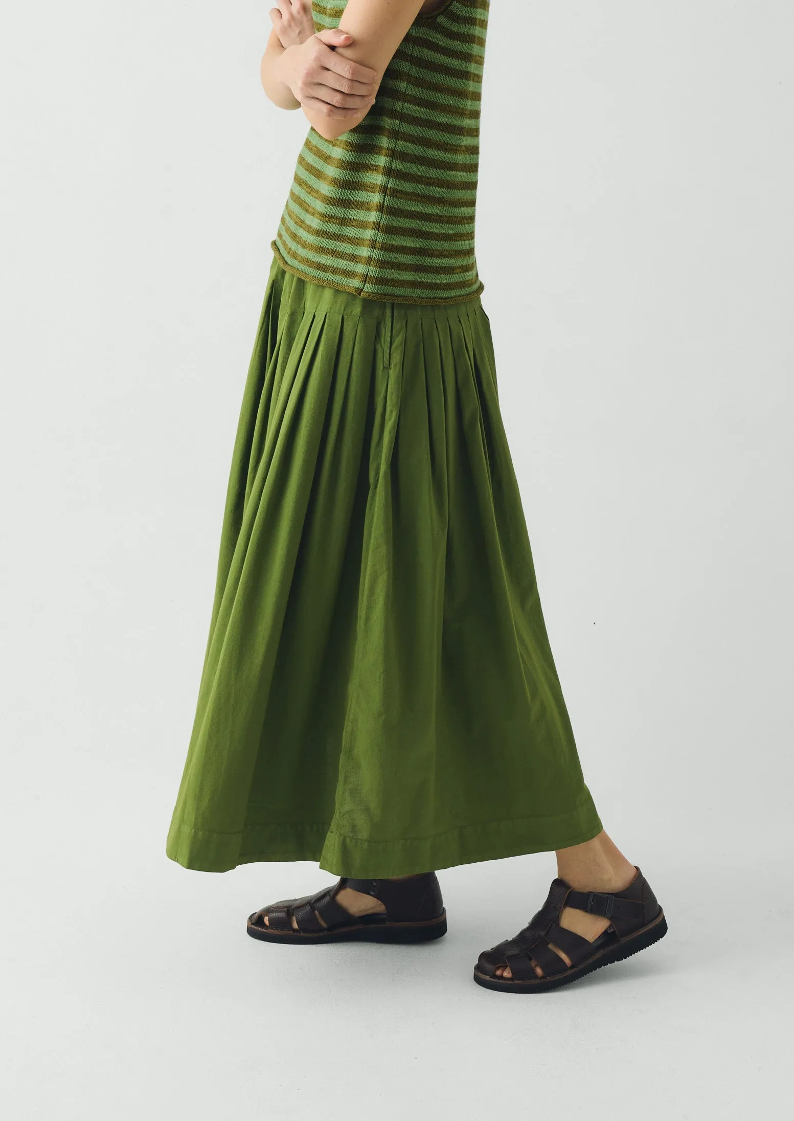 Pleated Raised Stripe Cotton Skirt | Cedar Green sold by TOAST product image thumbnail 4
