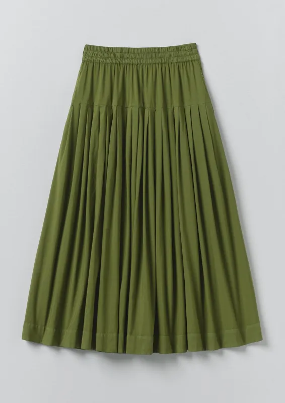 Pleated Raised Stripe Cotton Skirt | Cedar Green made by TOAST