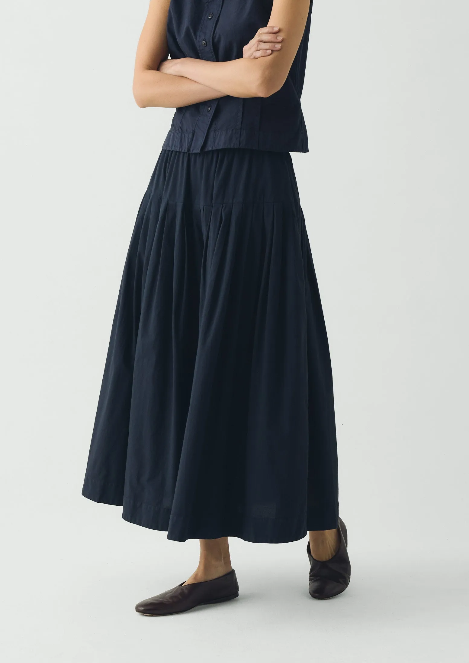 Pleated Raised Stripe Cotton Skirt | Slate sold by TOAST product image thumbnail 2