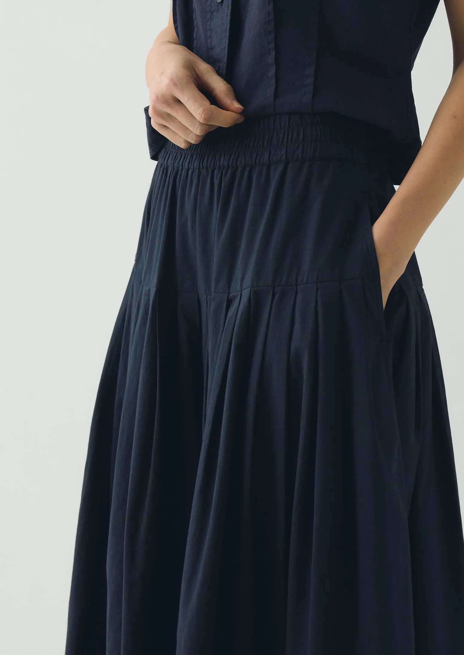 Pleated Raised Stripe Cotton Skirt | Slate sold by TOAST product image thumbnail 3