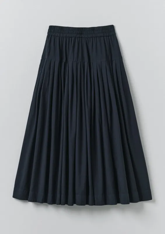 Pleated Raised Stripe Cotton Skirt | Slate made by TOAST