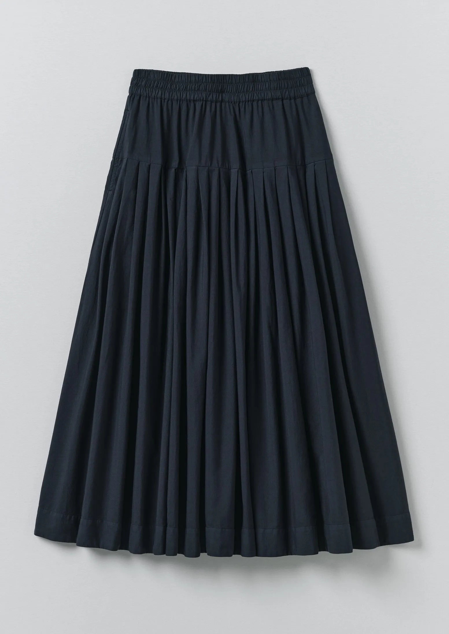 Pleated Raised Stripe Cotton Skirt | Slate sold by TOAST