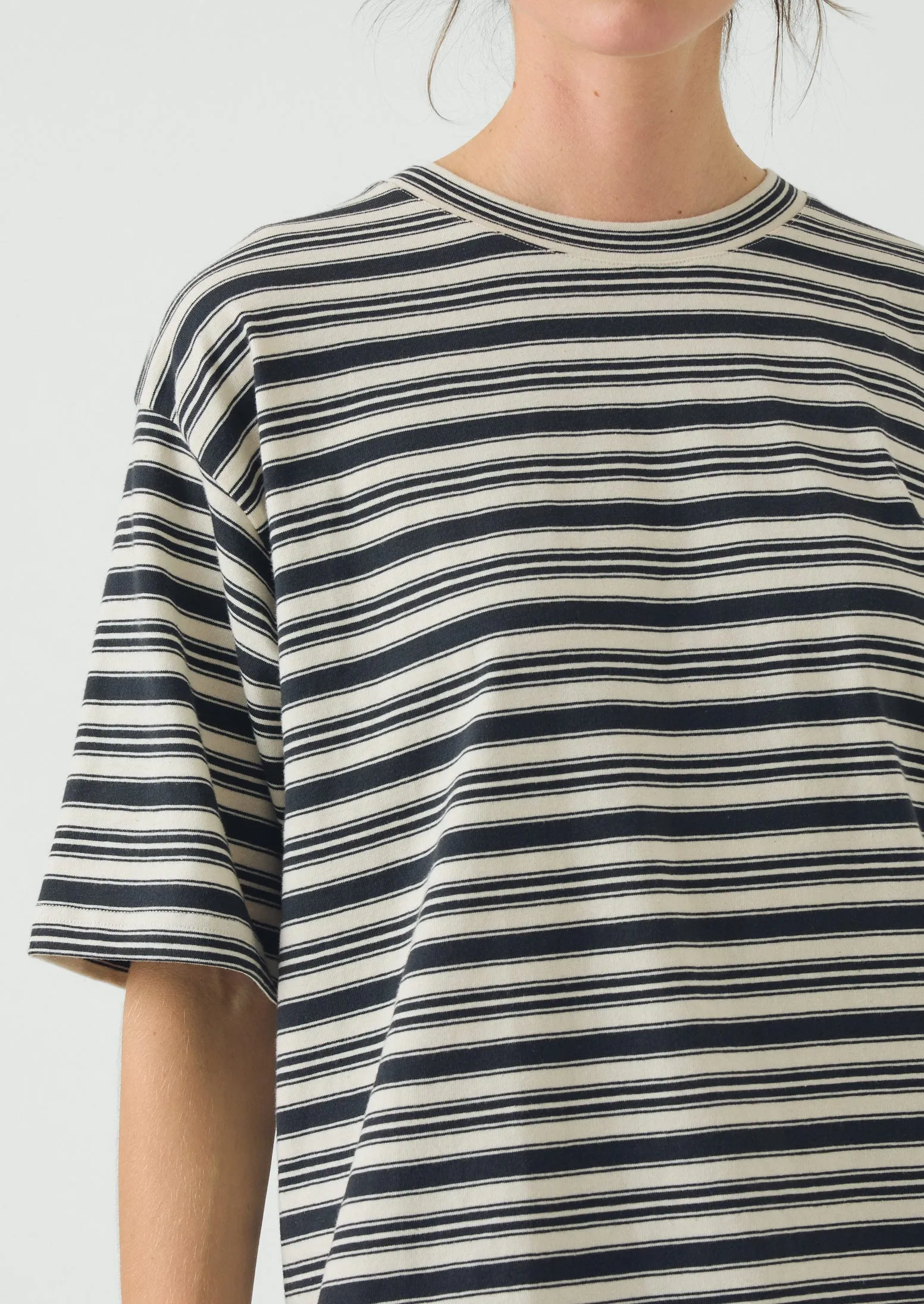 Stripe Cotton Short Sleeve Tee | Blue Graphite/Egret sold by TOAST product image thumbnail 2