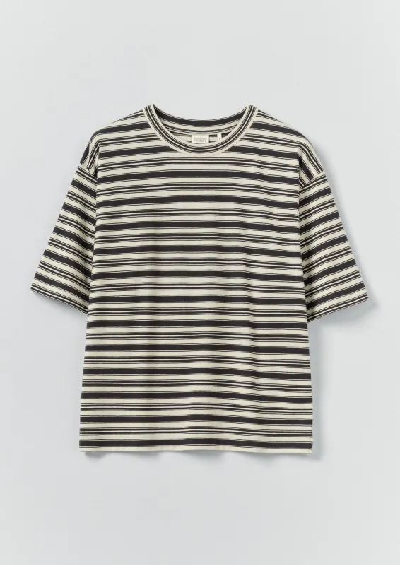 Stripe Cotton Short Sleeve Tee | Blue Graphite/Egret made by TOAST