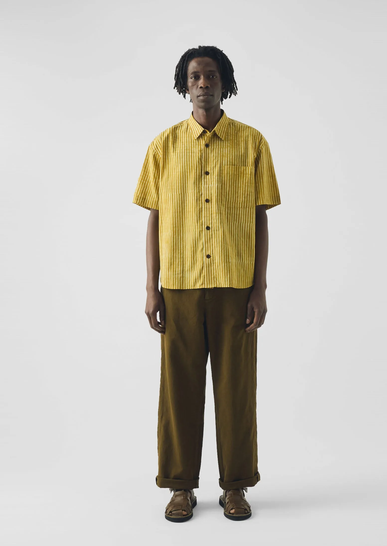 Natural Dye Stripe Cotton Shirt | Turmeric sold by TOAST product image thumbnail 2