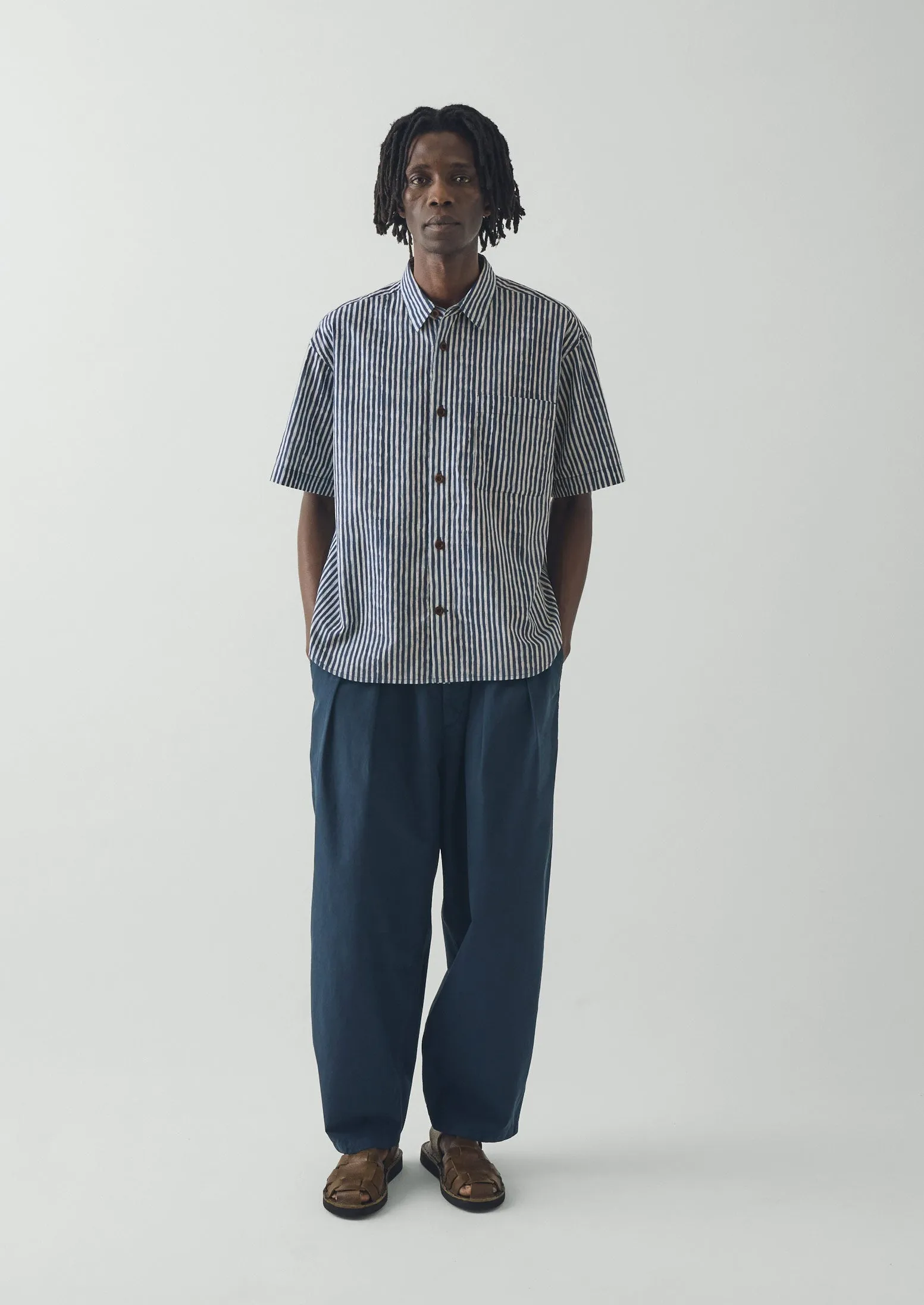 Natural Dye Stripe Cotton Shirt | Indigo sold by TOAST product image thumbnail 4