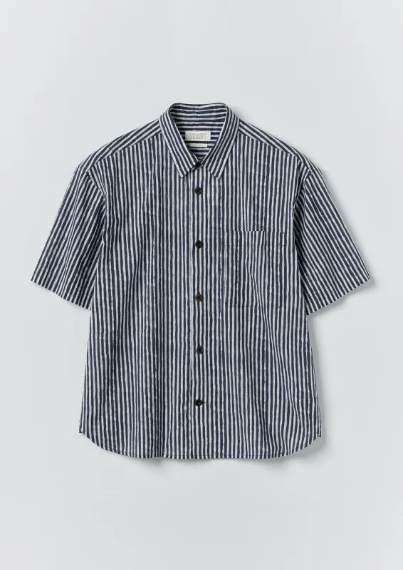 Natural Dye Stripe Cotton Shirt | Indigo made by TOAST