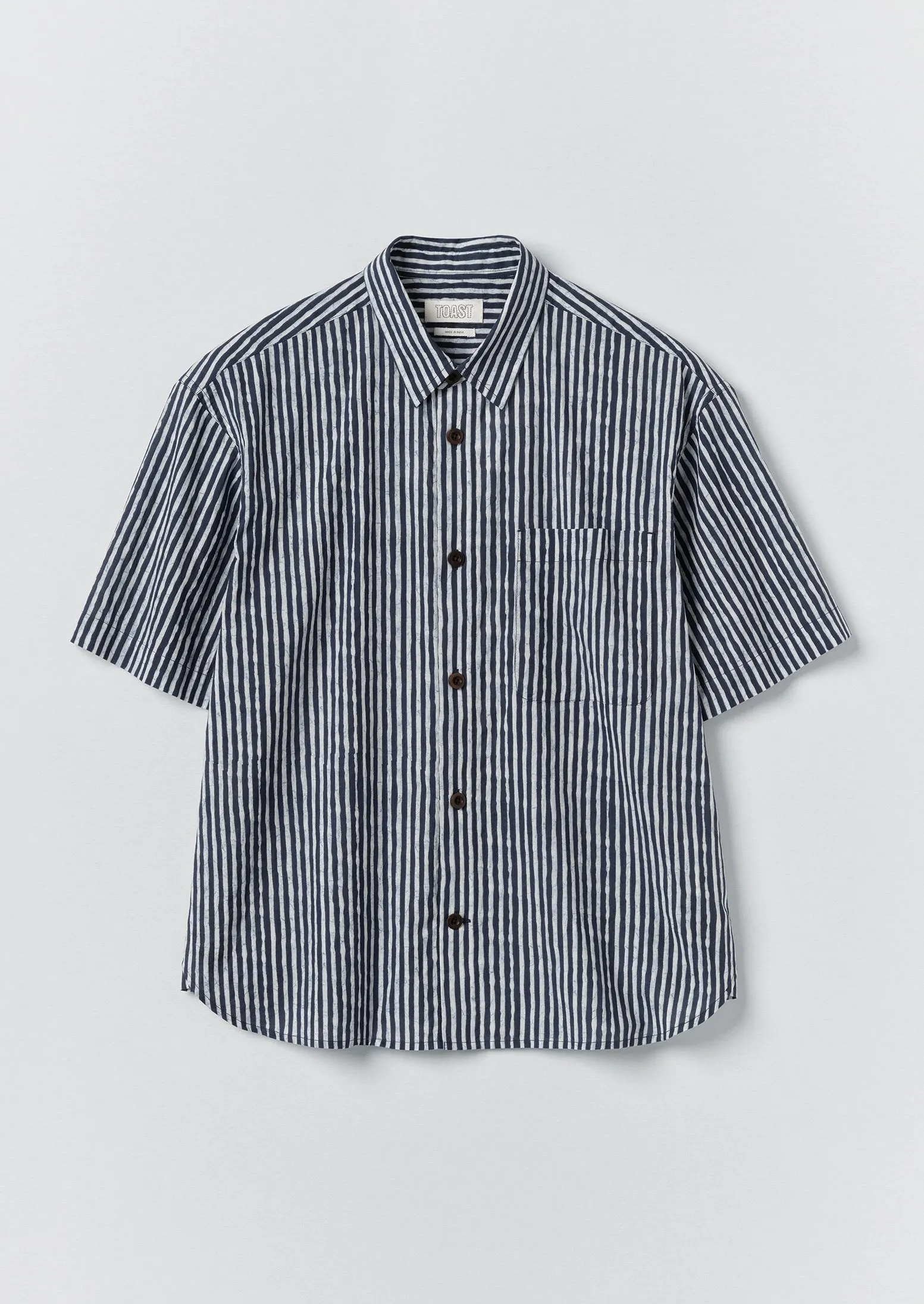 Natural Dye Stripe Cotton Shirt | Indigo sold by TOAST
