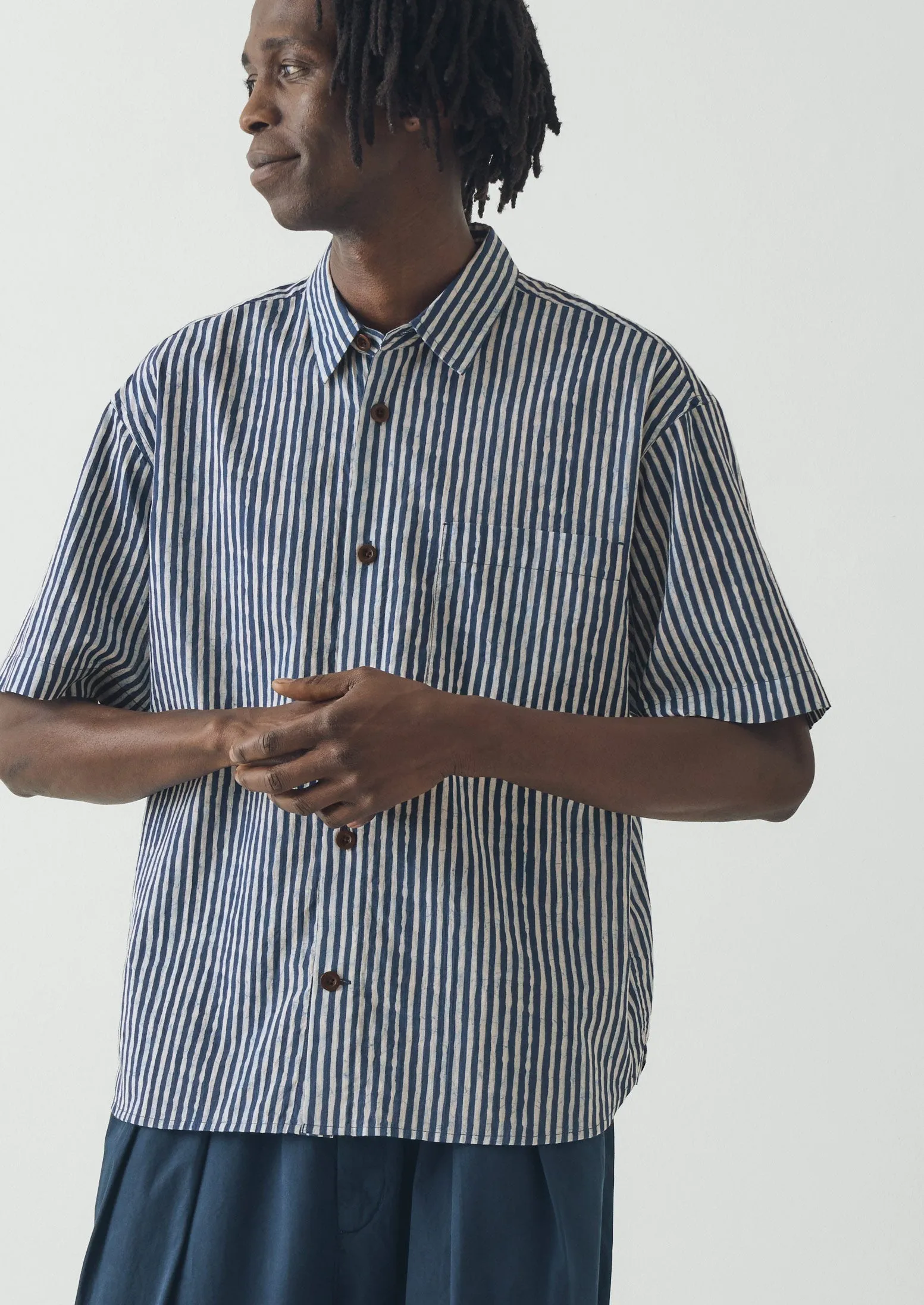 Natural Dye Stripe Cotton Shirt | Indigo sold by TOAST product image thumbnail 2