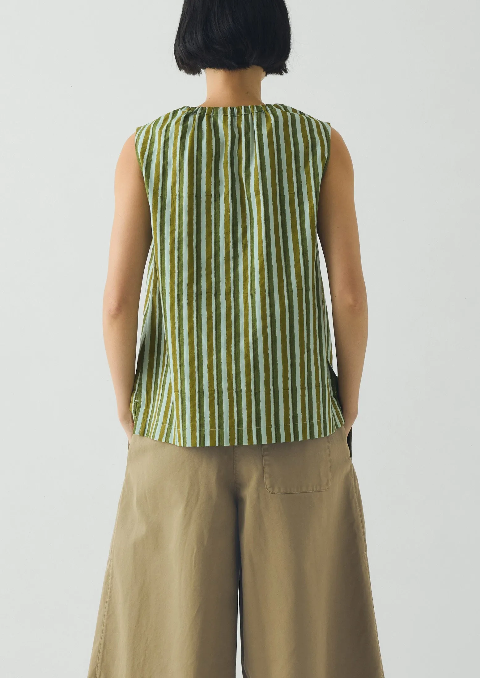 Block Print Sorbet Stripe Top | Soft Aqua sold by TOAST product image thumbnail 4