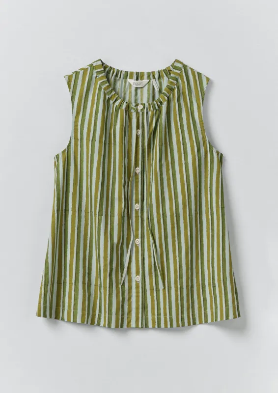 Block Print Sorbet Stripe Top | Soft Aqua made by TOAST