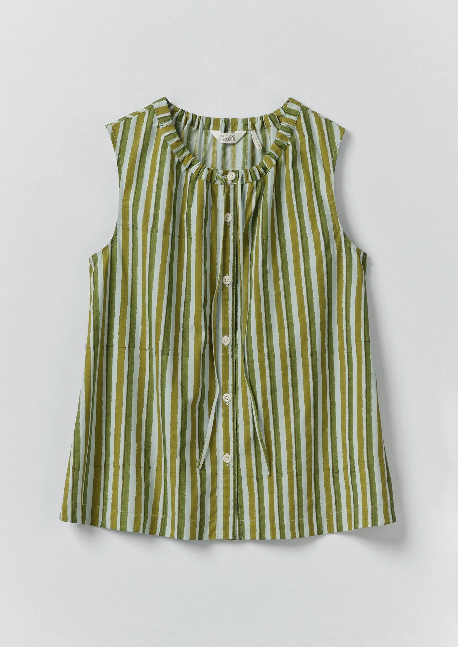 Block Print Sorbet Stripe Top | Soft Aqua sold by TOAST
