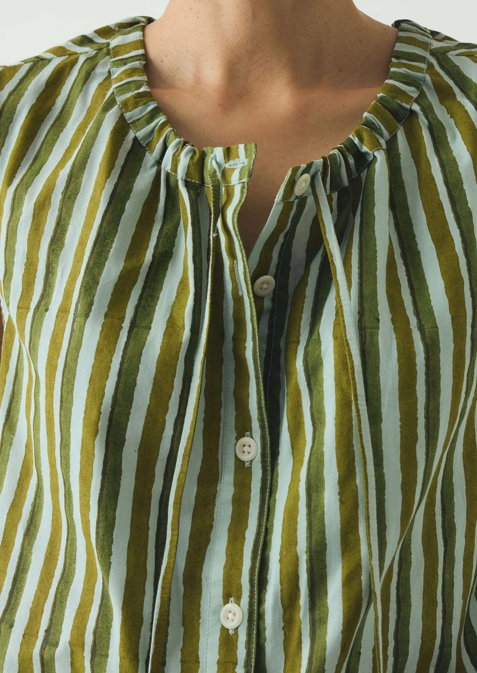 Block Print Sorbet Stripe Top | Soft Aqua sold by TOAST product image thumbnail 5