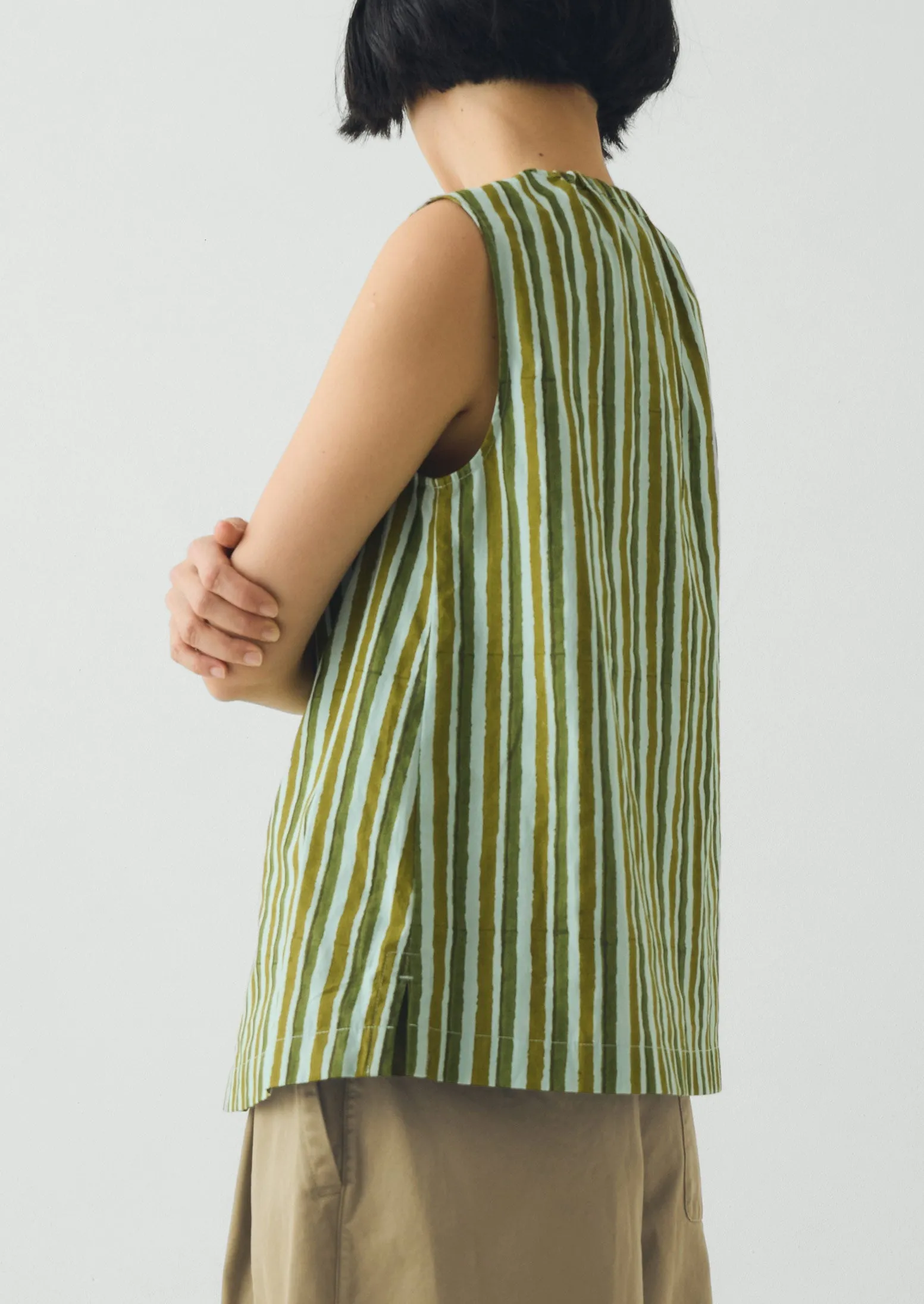 Block Print Sorbet Stripe Top | Soft Aqua sold by TOAST product image thumbnail 3