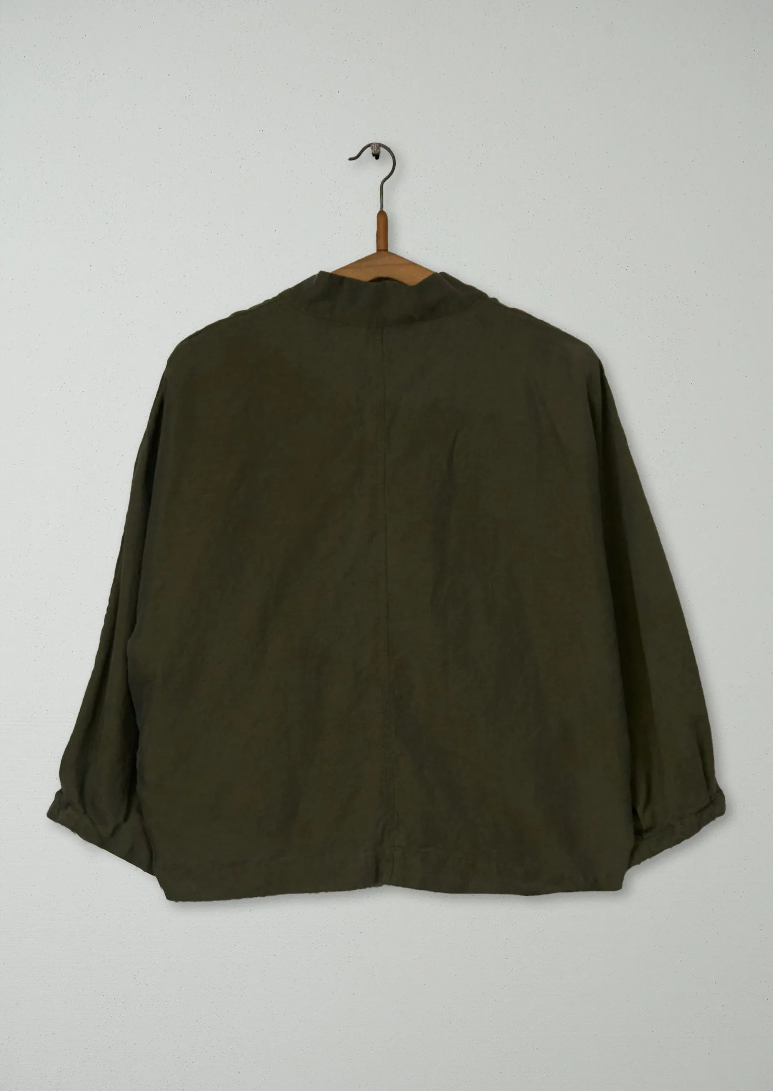 Reworn Linen Silk Wrap Shirt Size M (917) | Tent Green sold by TOAST product image thumbnail 2