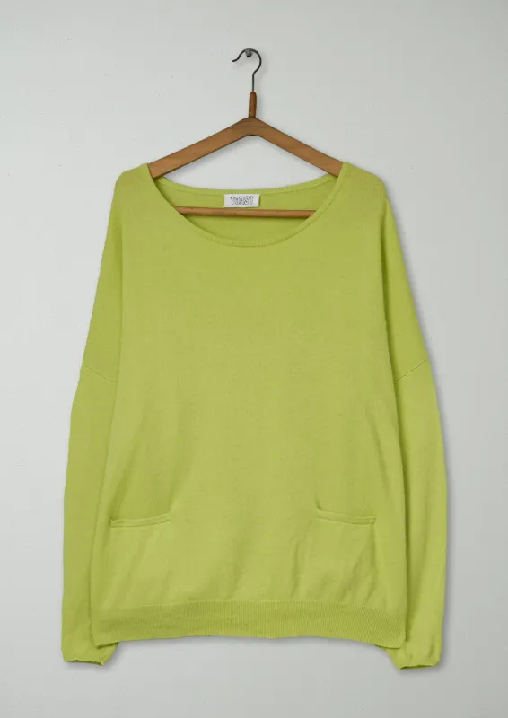 Reworn Draped Cashmere Sweater Size 12 (571) | Lime made by TOAST