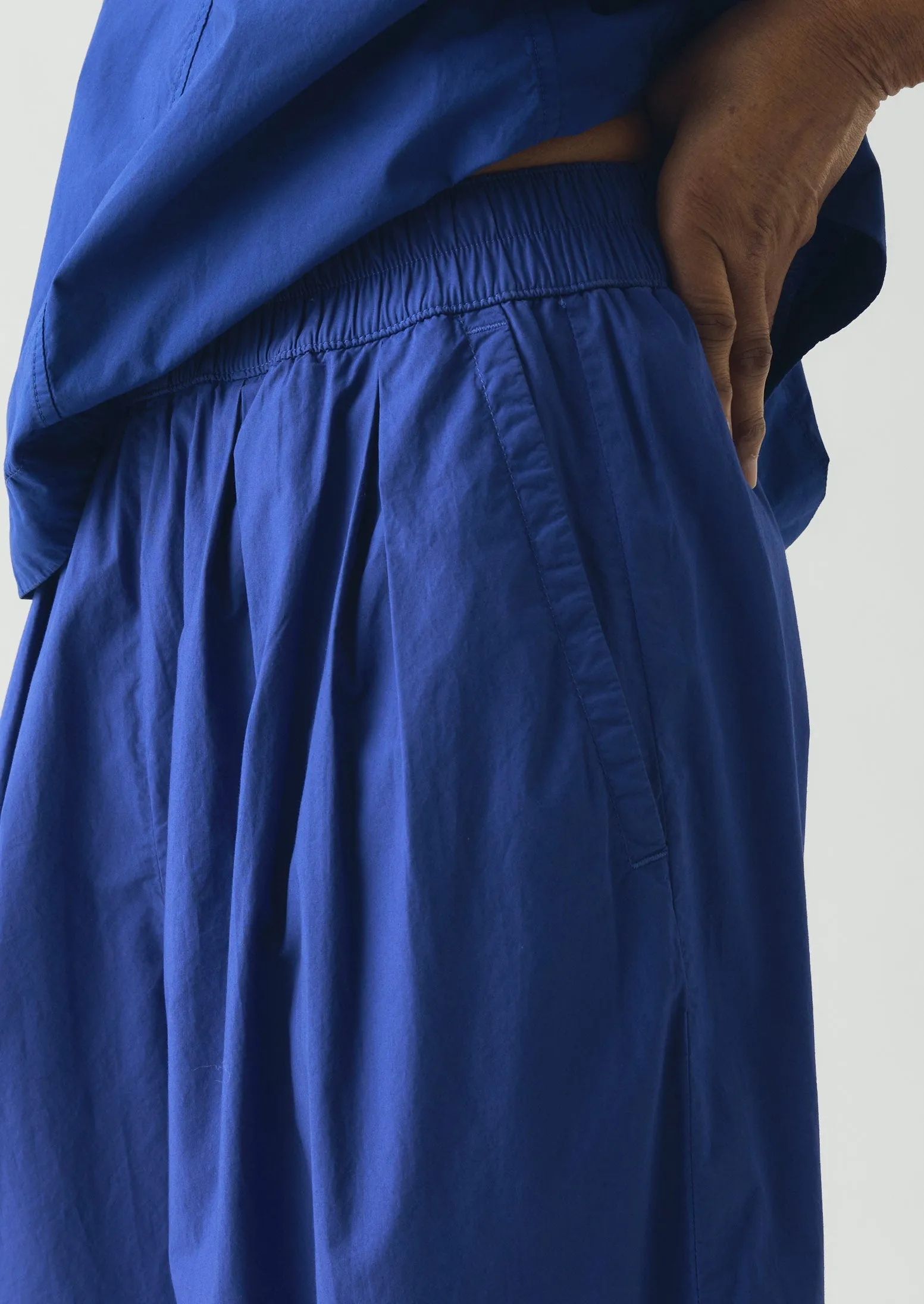 Pleated Pull On Cotton Poplin Trousers | Carmine Blue sold by TOAST product image thumbnail 4