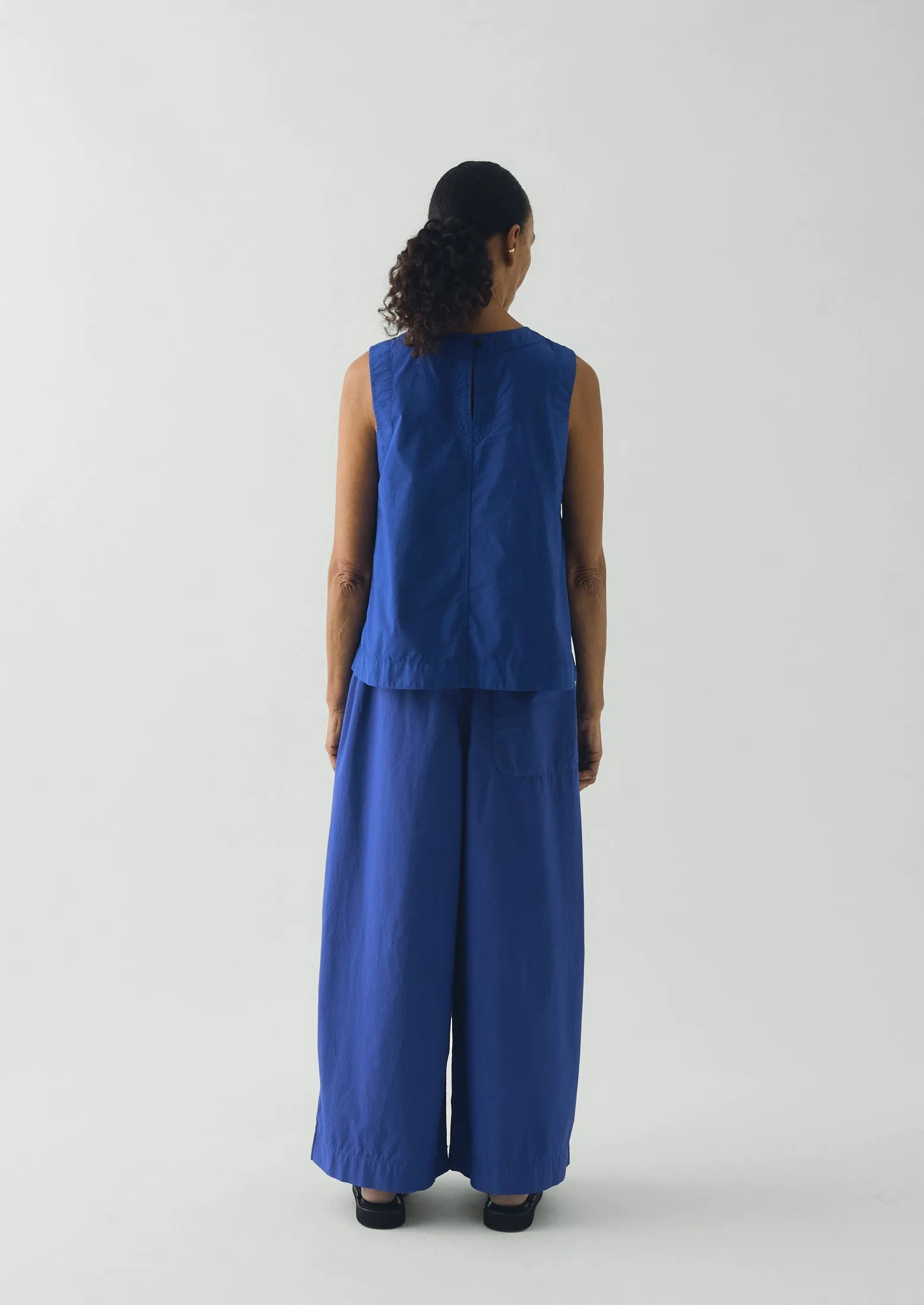 Pleated Pull On Cotton Poplin Trousers | Carmine Blue sold by TOAST product image thumbnail 5