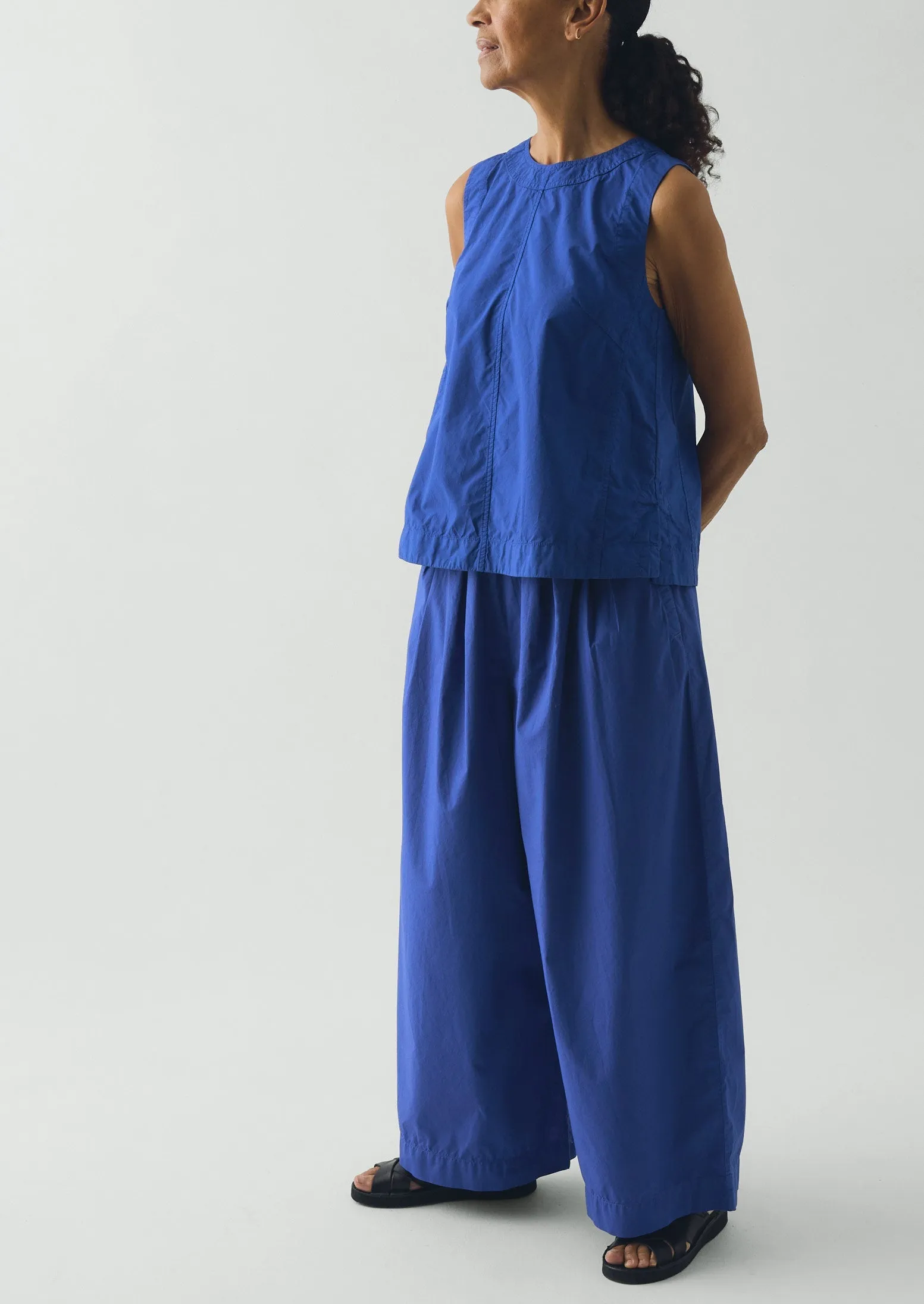Pleated Pull On Cotton Poplin Trousers | Carmine Blue sold by TOAST product image thumbnail 2