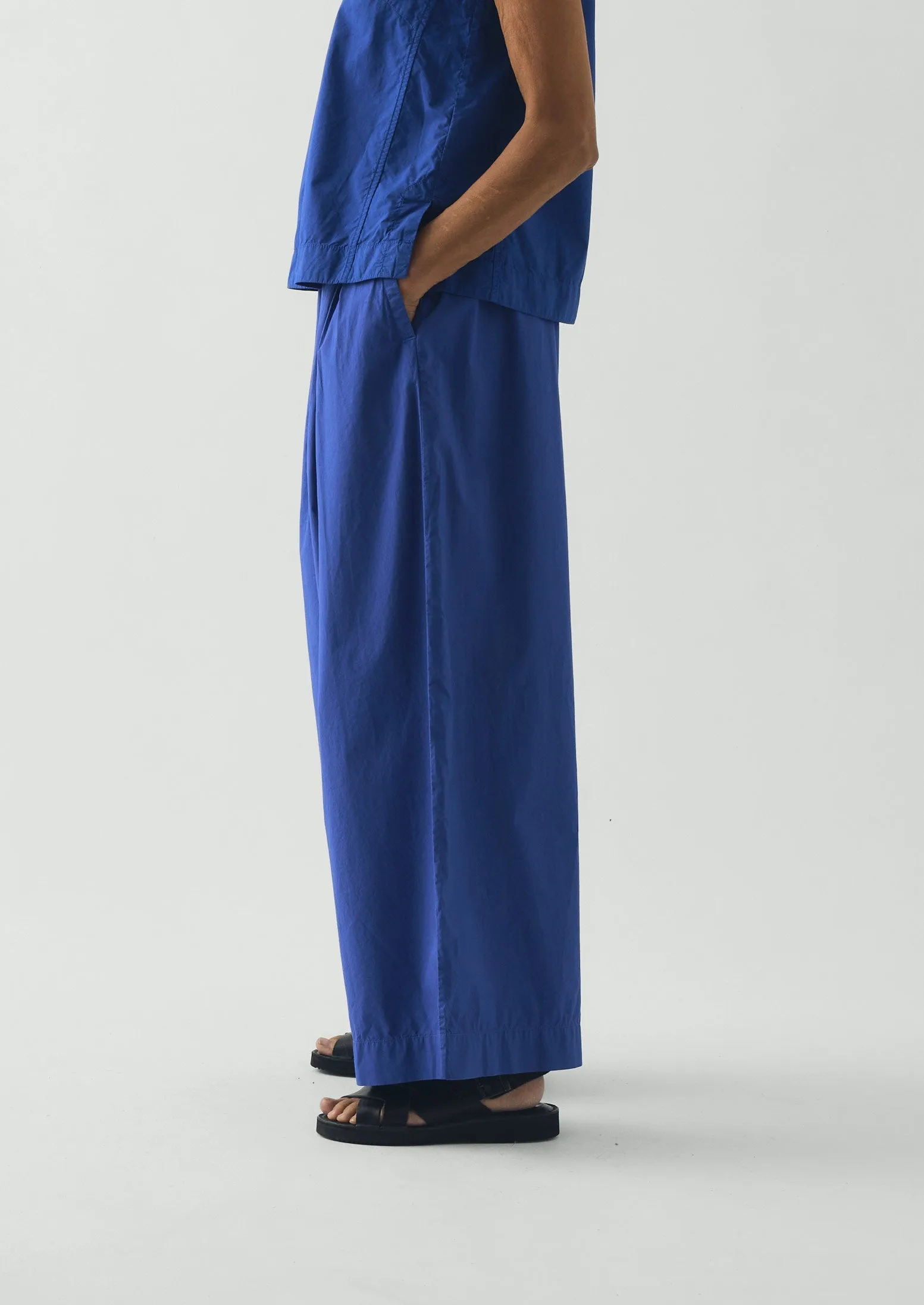 Pleated Pull On Cotton Poplin Trousers | Carmine Blue sold by TOAST product image thumbnail 3