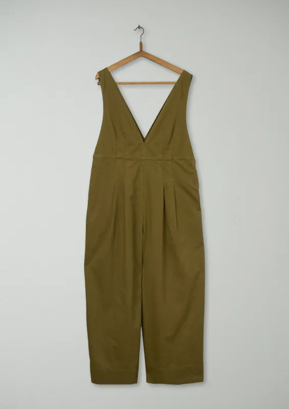 Reworn V Neck Cotton Linen Twill Jumpsuit Size 18 (1187) | Linden made by TOAST