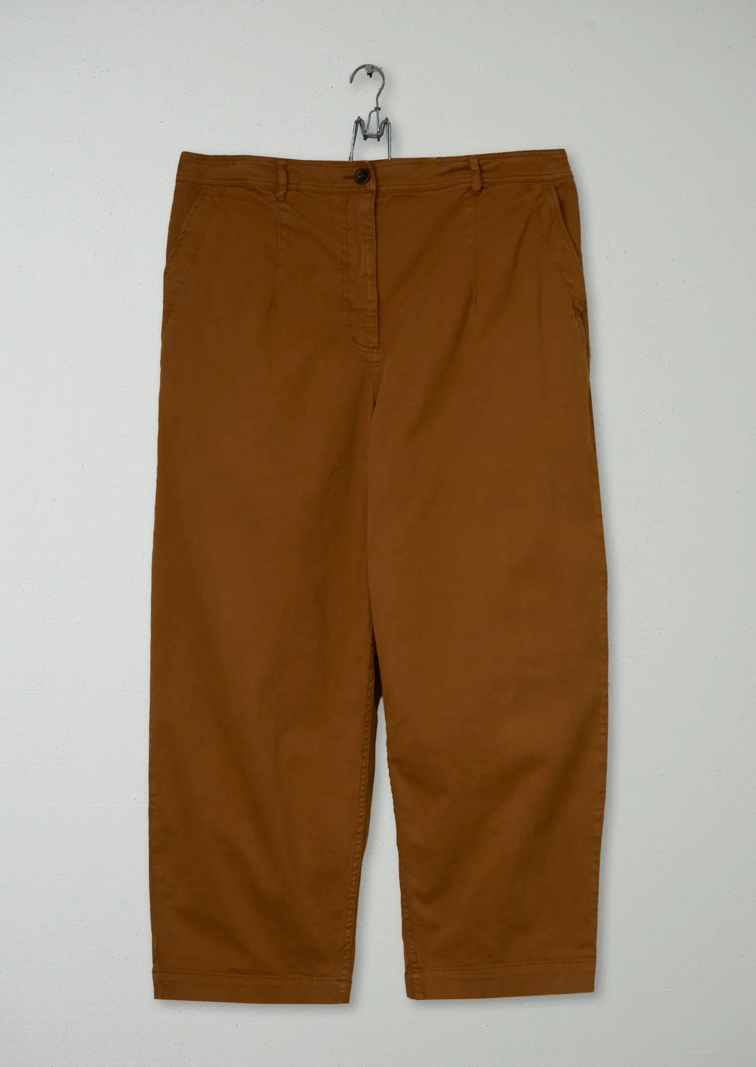 Reworn Darted Cotton Twill Trousers Size 18 (1194) | Russet sold by TOAST