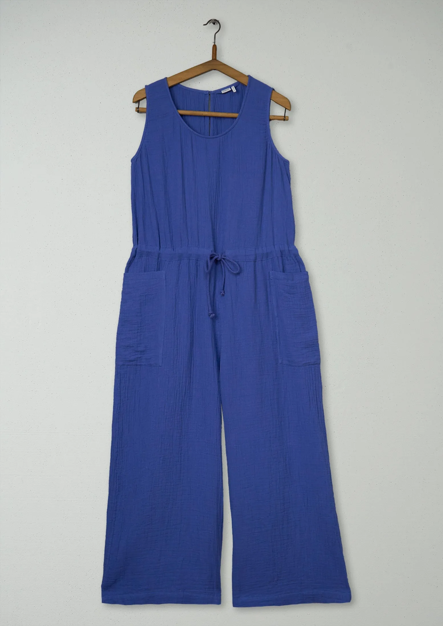 Reworn Crinkle Cotton Gauze Jumpsuit Size 10 (1218) | Cornflower sold by TOAST