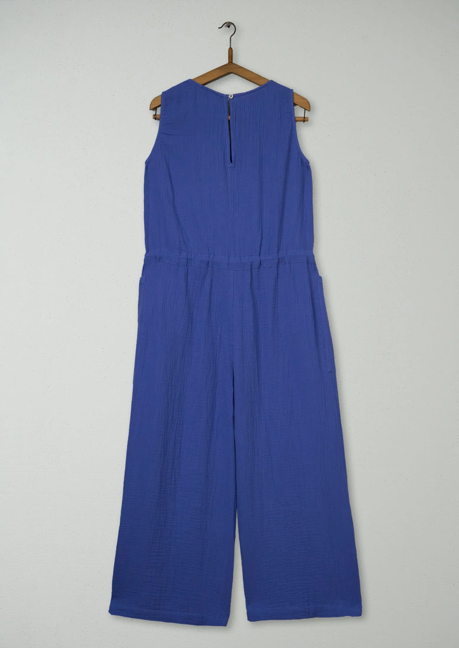 Reworn Crinkle Cotton Gauze Jumpsuit Size 10 (1218) | Cornflower sold by TOAST product image thumbnail 2