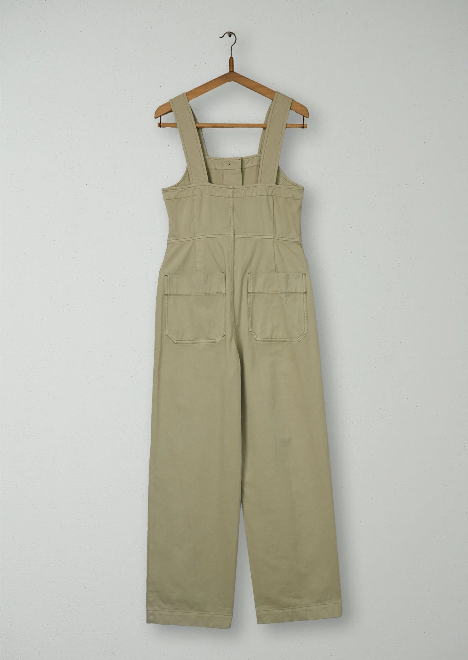 Reworn Herringbone Cotton Dungarees Size 6 (1203) | Stone sold by TOAST product image thumbnail 2