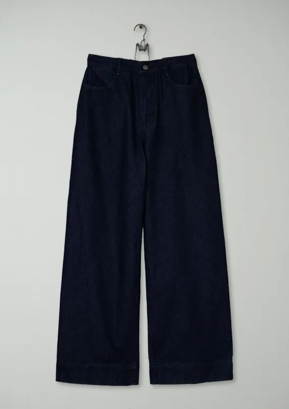 Reworn Wide Leg Denim Trousers Size 16 (1226) | Indigo made by TOAST