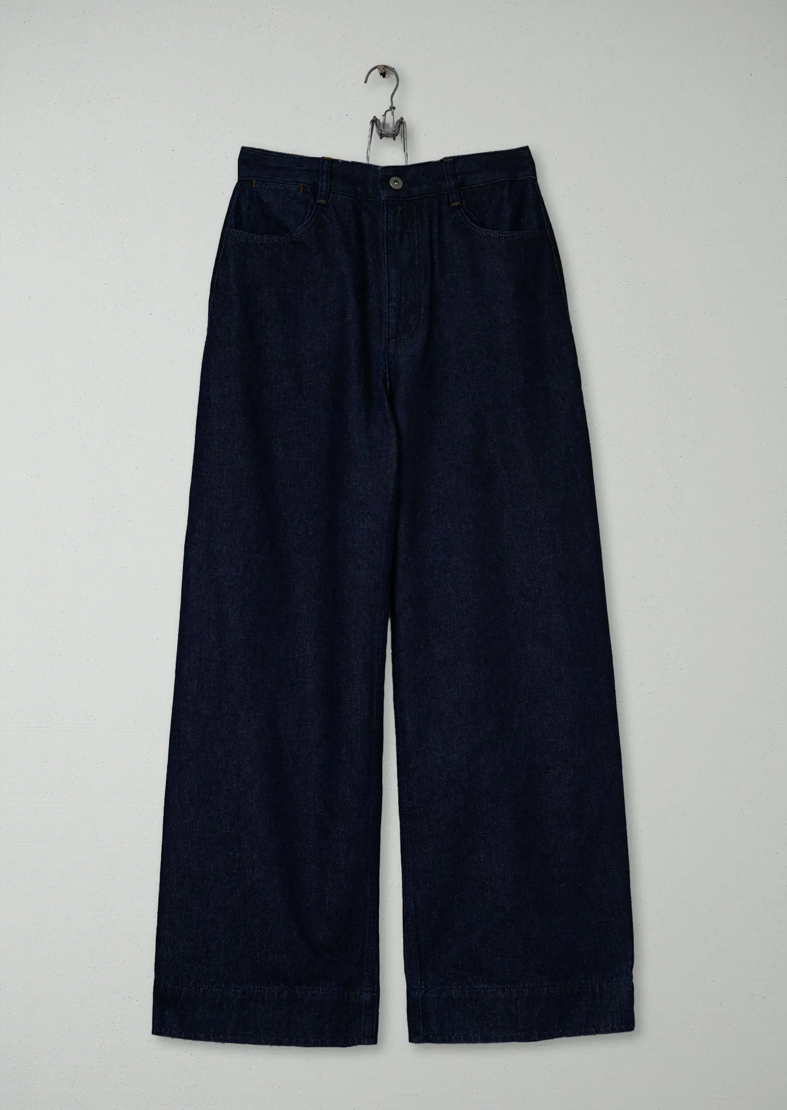 Reworn Wide Leg Denim Trousers Size 16 (1226) | Indigo sold by TOAST