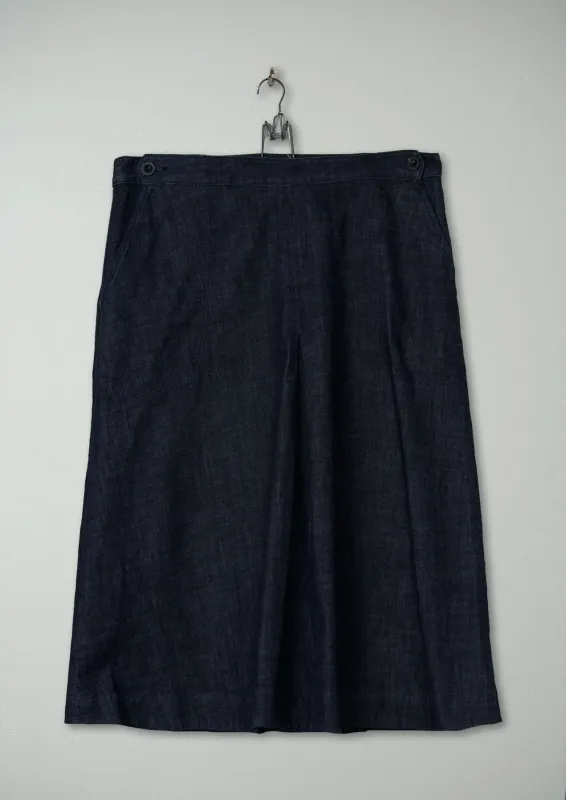 Reworn Denim Side Button Skirt Size 16 (314) | Indigo made by TOAST