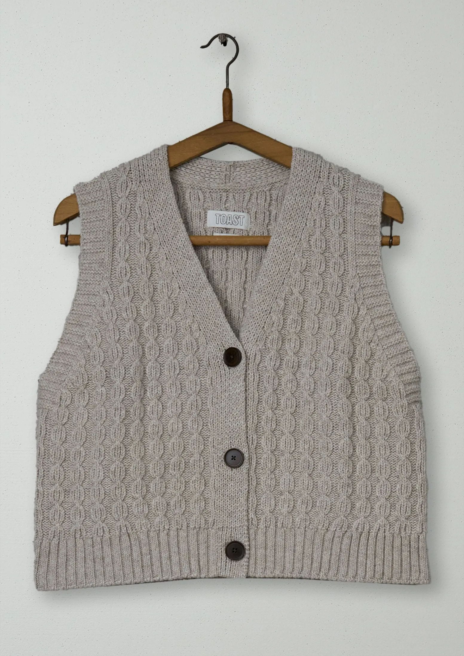 Reworn Chunky Cotton Knitted Tank Size L (617) | Oat sold by TOAST