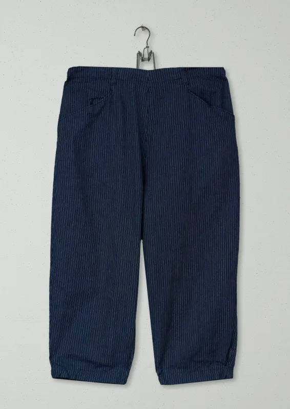 Reworn Alix Fine Stripe Trousers Size 12 (1228) | Blue/Ecru made by TOAST