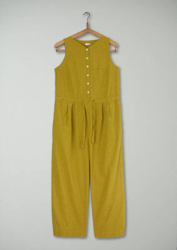 Reworn Check Crinkle Cotton Jumpsuit Size L (1242) | Multi made by TOAST
