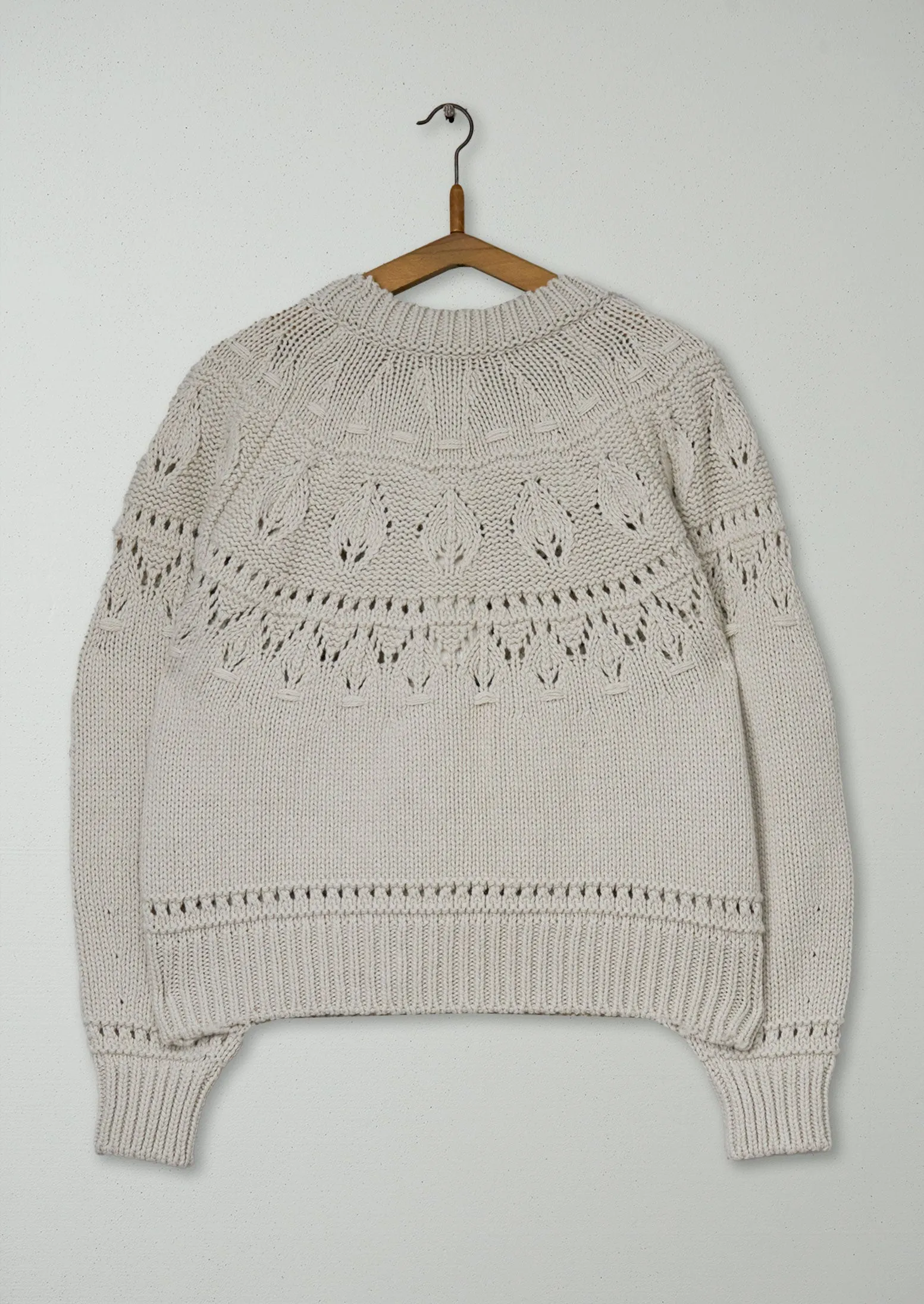 Reworn Textured Yoke Wool Cotton Sweater Size SM (605) | Bone sold by TOAST product image thumbnail 2