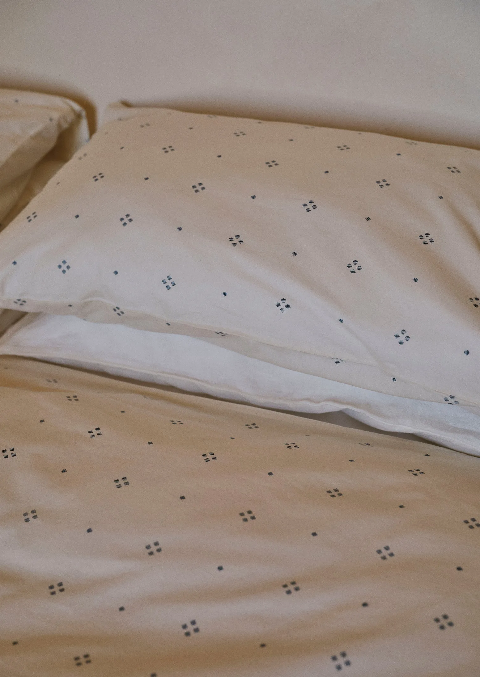 Rowan Print Cotton Poplin Duvet Cover | Ecru/Soft Blue sold by TOAST product image thumbnail 4
